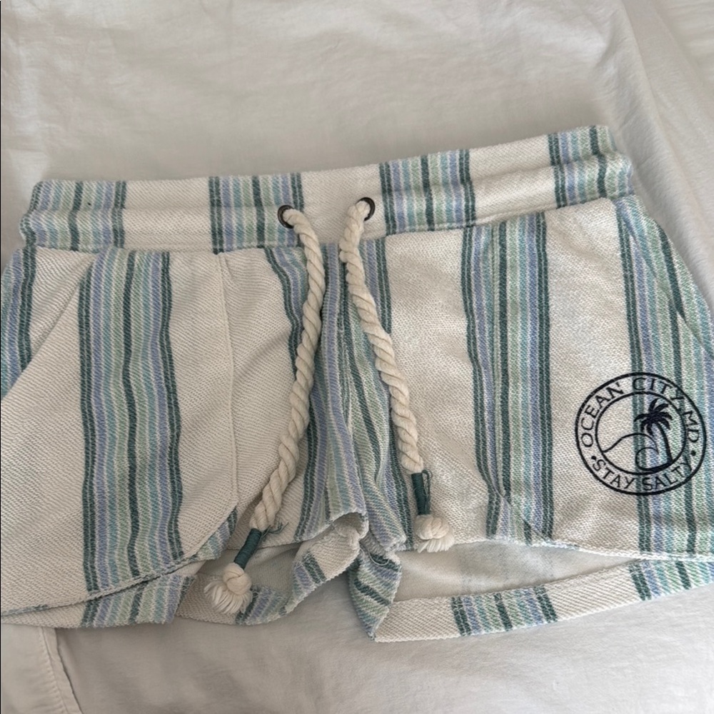 Ocean City Striped Beach Shorts with Rope Drawstring